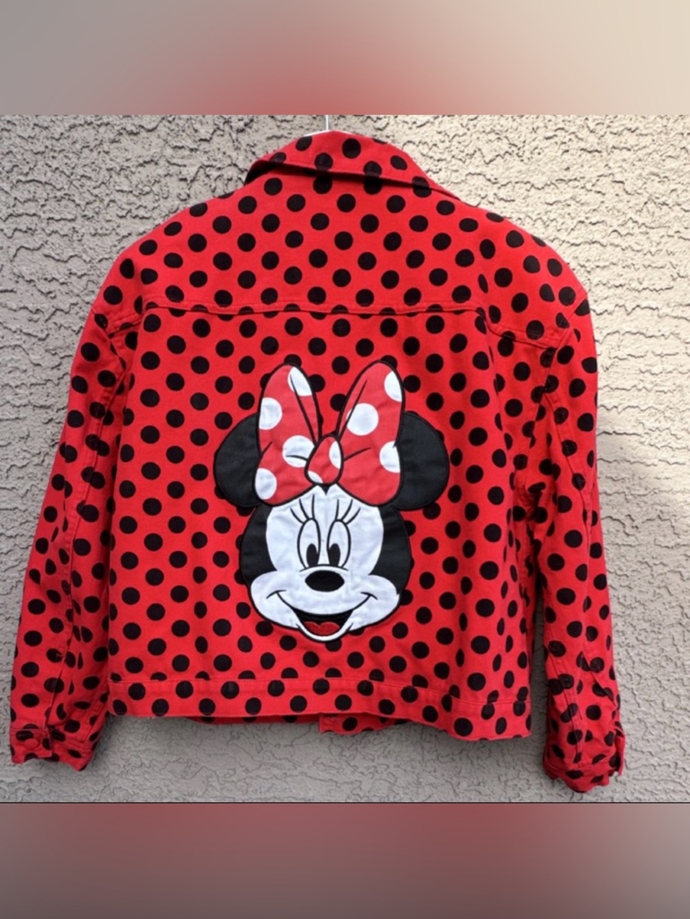 Disney NWT Minnie Mouse Red Black Polka Dot Jacket Adult Size XL Lined Pockets
